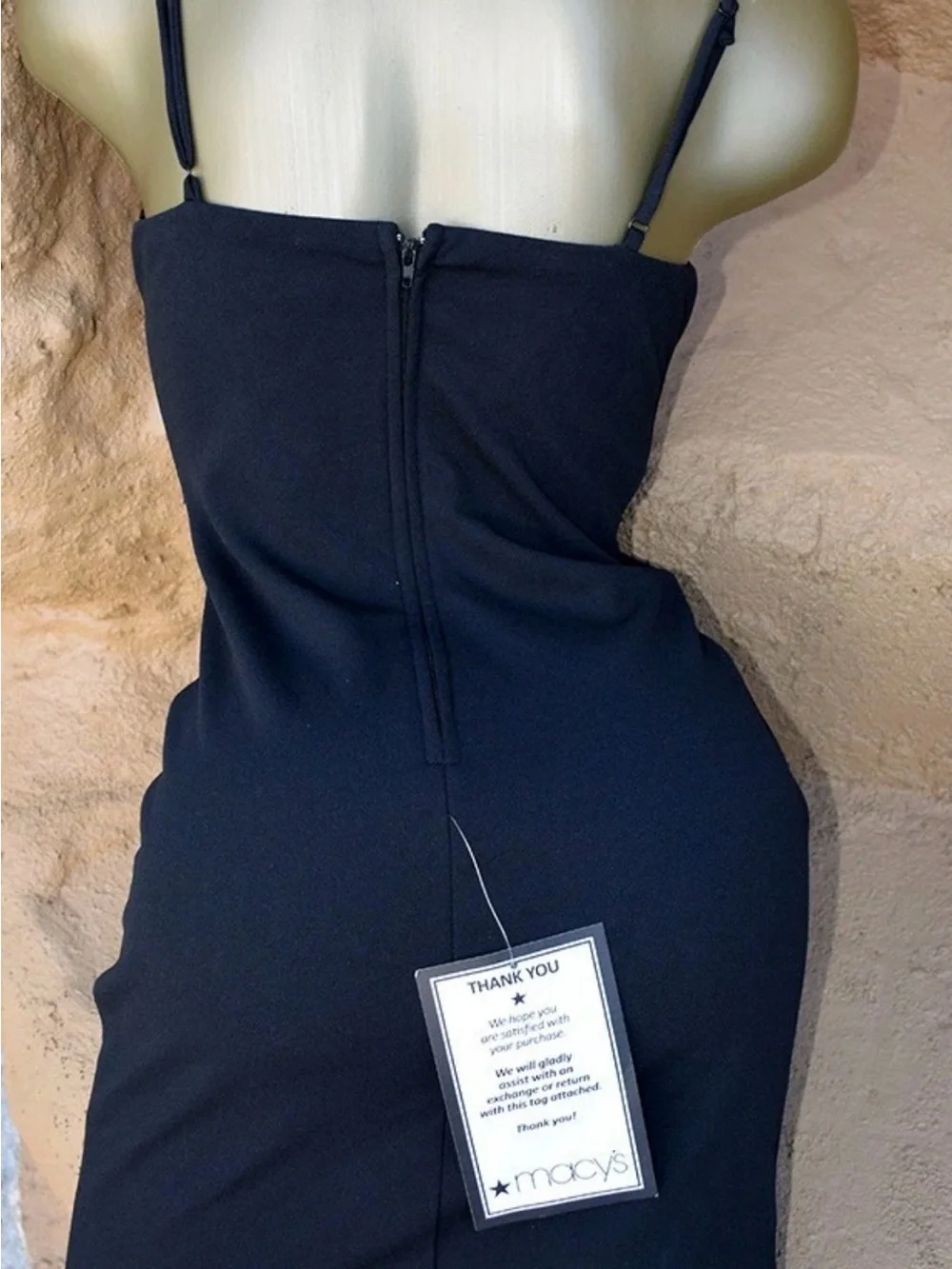 NWT City Studio Black RhinstonSpaghetti-Strap Bodycon Dress with Embellished Hem